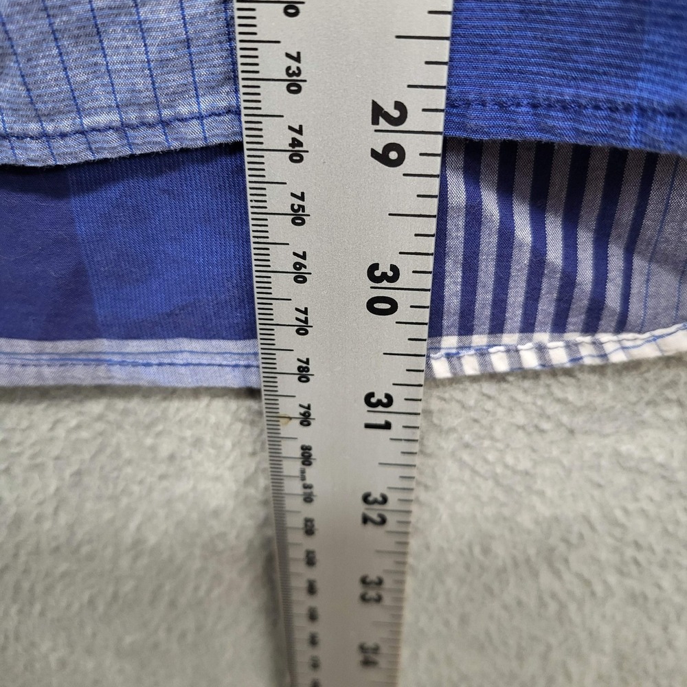 GAP Men Button Up Shirt L Blue Plaid‎ Long Sleeve Slim Stretch - Picture 6 of 9